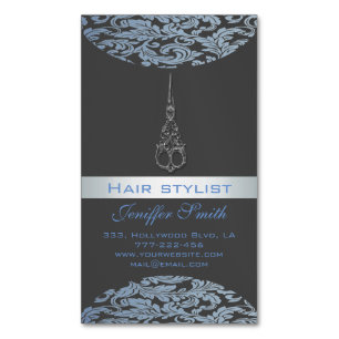 Professional elegant modern chic damask scissors 	Magnetic business card