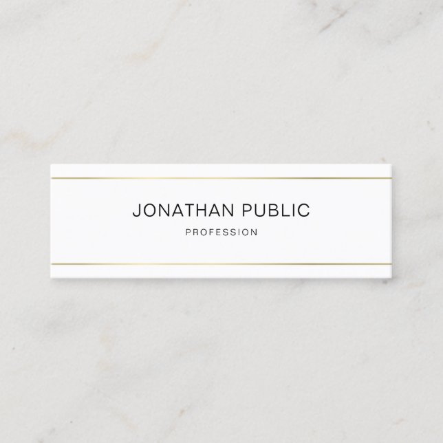 Professional Elegant Modern Clean Gold Striped Mini Business Card (Front)