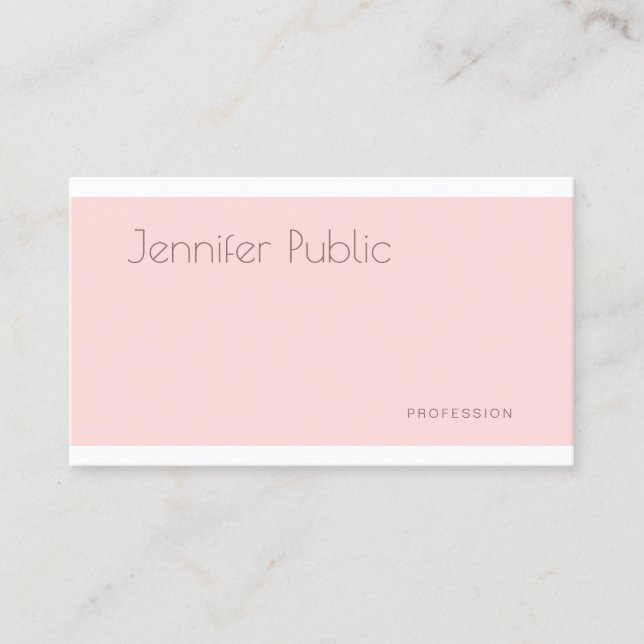 Professional Elegant Modern Clean Plain Blush Pink Business Card (Front)