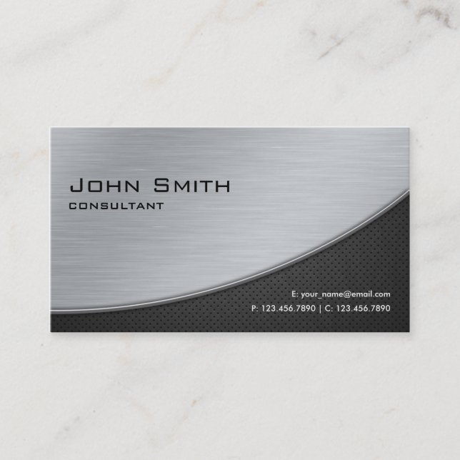 Professional Elegant Modern Computer Repair Silver Business Card (Front)