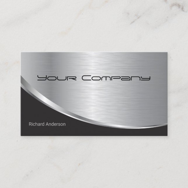 Professional Elegant Modern Computer Repair Silver Business Card (Front)