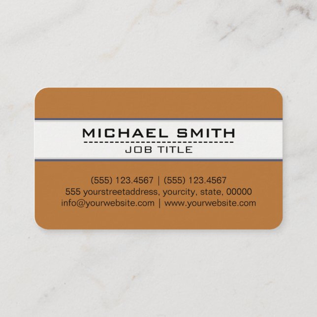 Professional Elegant Modern Copper Minimalist Business Card (Back)