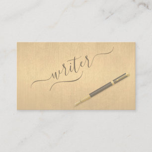 Professional elegant modern faux gold writer business card