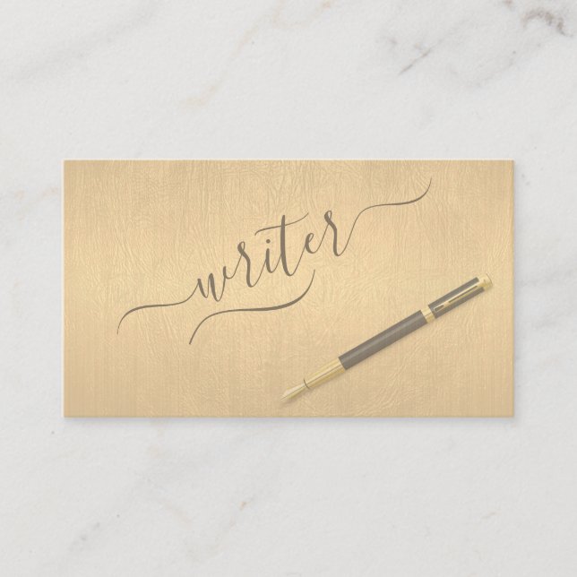 Professional elegant modern faux gold writer business card (Front)