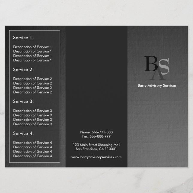 Professional Elegant Modern Grey Black Brochure (Front)