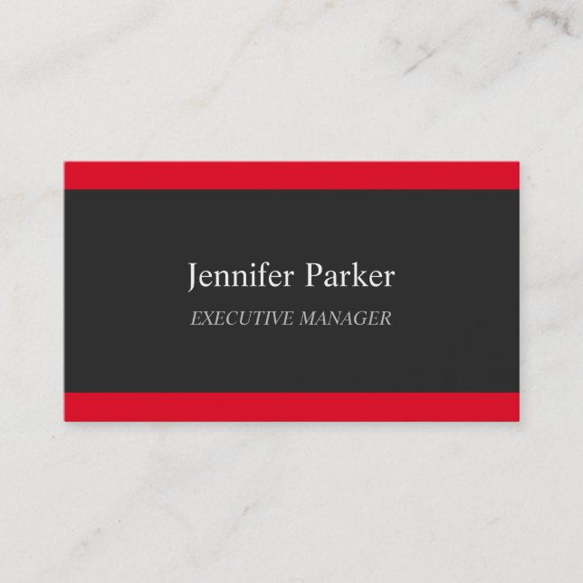 Professional Elegant Modern Grey Red Stylish Business Card (Front)