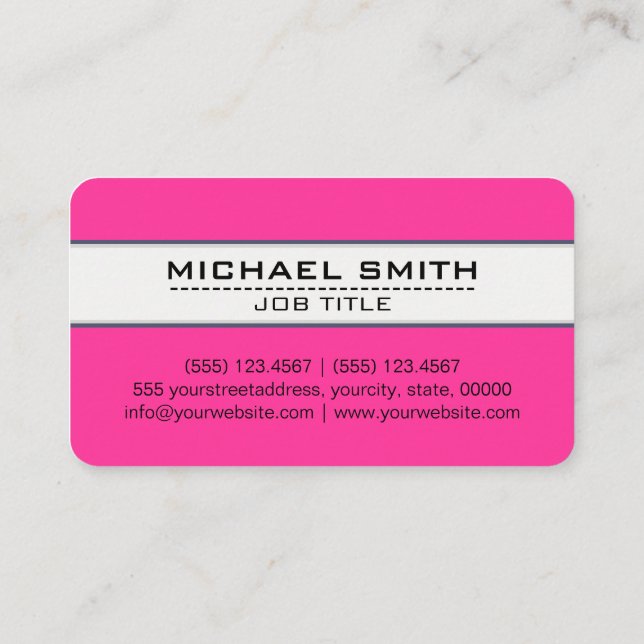 Professional Elegant Modern Hot Pink Minimalist Business Card (Back)