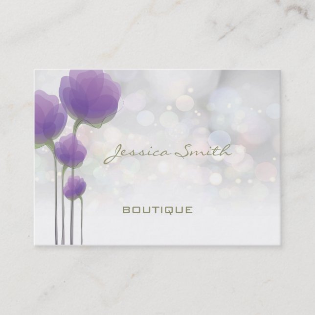 Professional elegant modern luxury bokeh floral business card (Front)