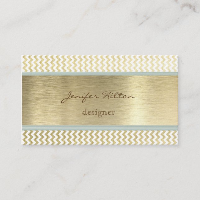 Professional elegant modern luxury chevron gold business card (Front)