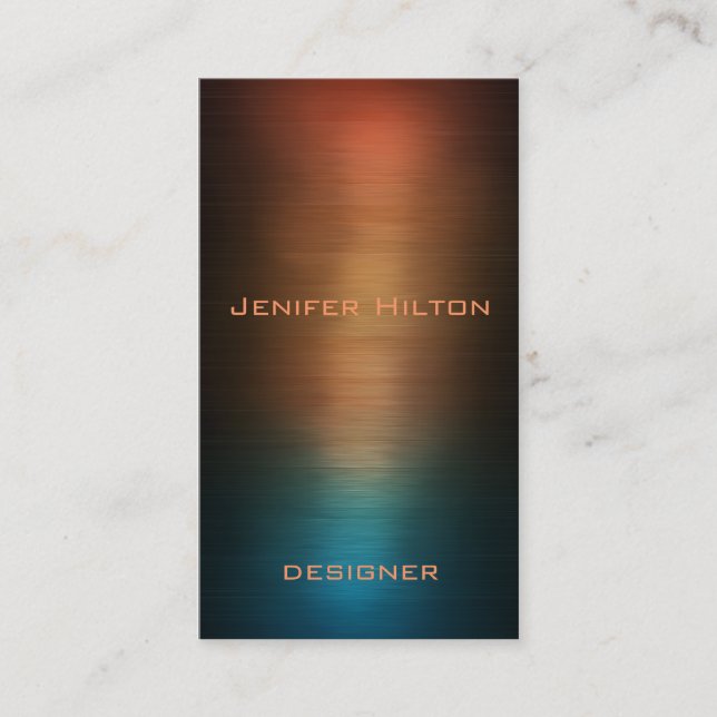 Professional elegant modern luxury colourful metal business card (Front)