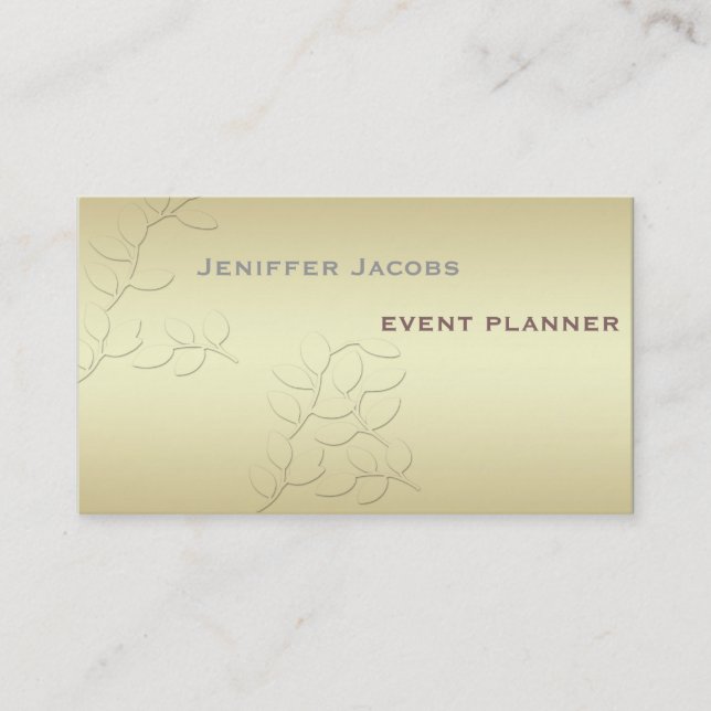 Professional elegant modern luxury shiny leaves business card (Front)