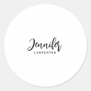 Professional elegant modern minimalist add name classic round sticker
