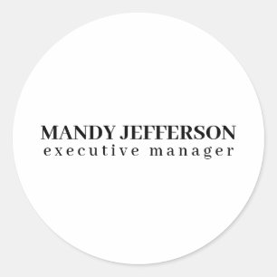 Professional elegant modern minimalist add name classic round sticker