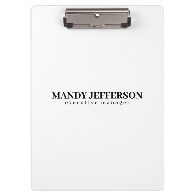 Professional elegant modern minimalist add name clipboard (Front)