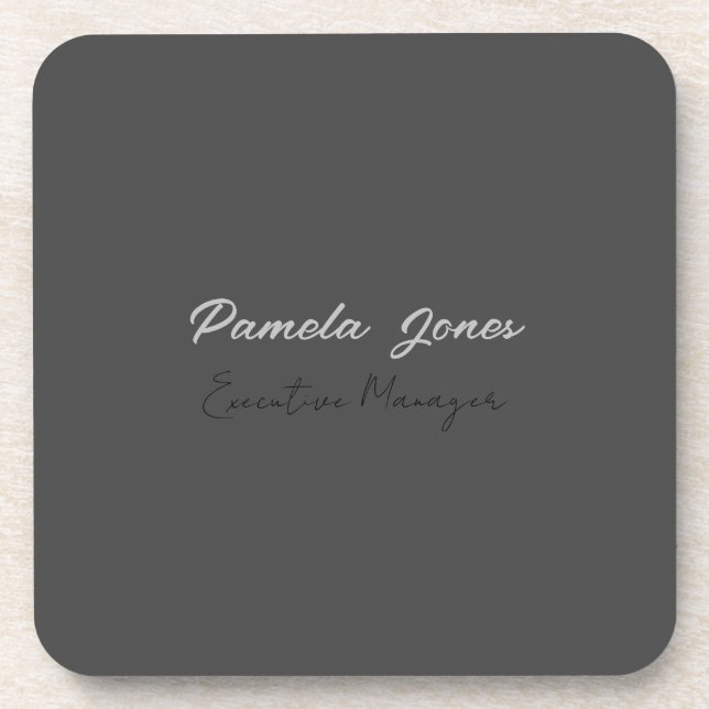 Professional elegant modern minimalist add name coaster (Front)