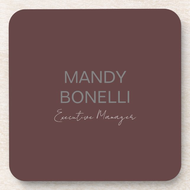 Professional elegant modern minimalist add name coaster (Front)