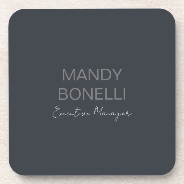 Professional elegant modern minimalist add name coaster (Front)