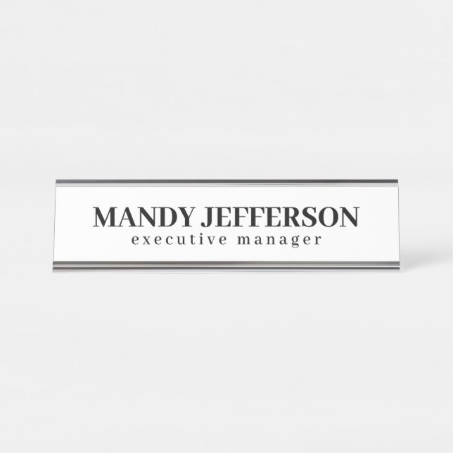Professional elegant modern minimalist add name desk name plate (Front)