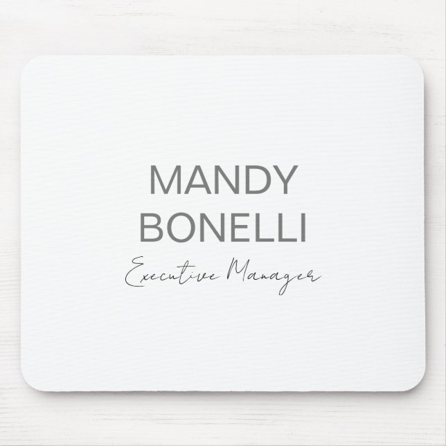 Professional elegant modern minimalist add name mouse mat (Front)