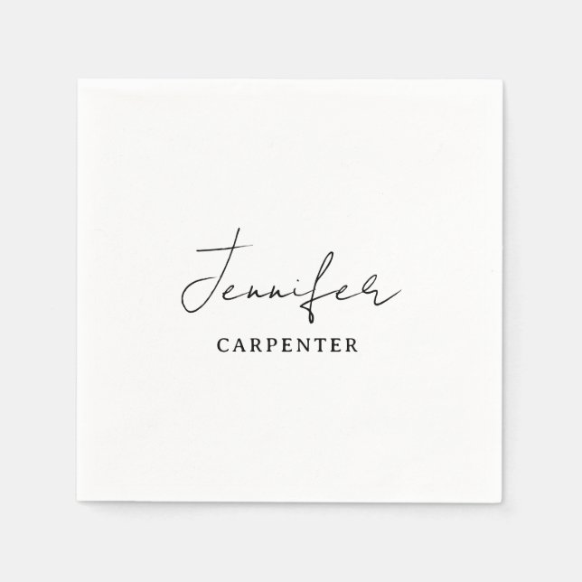 Professional elegant modern minimalist add name napkin (Front)