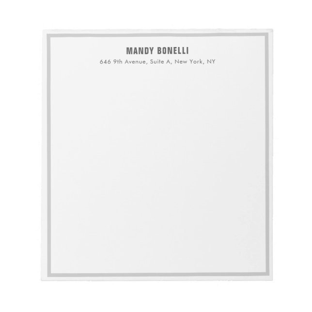Professional elegant modern minimalist add name notepad (Front)