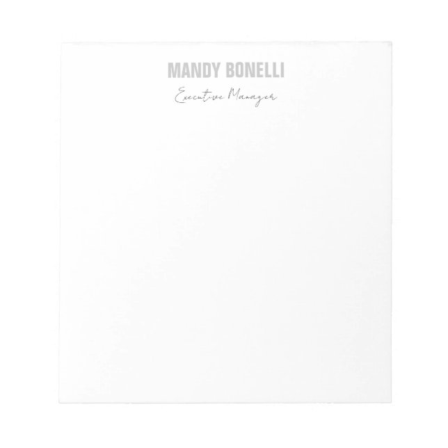 Professional elegant modern minimalist add name notepad (Front)