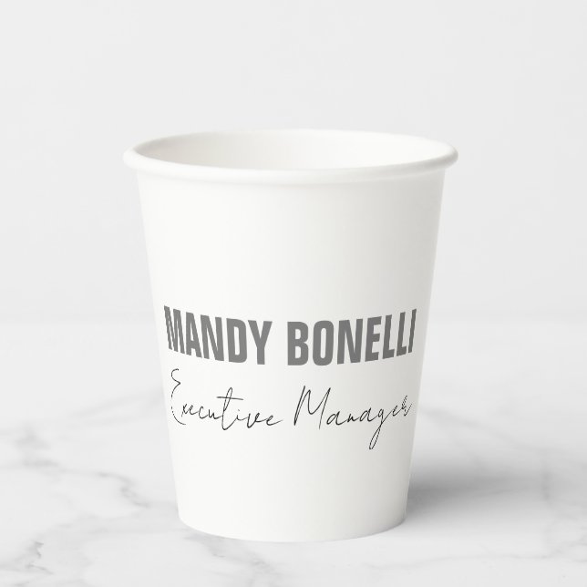 Professional elegant modern minimalist add name paper cups (Front)