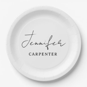 Professional elegant modern minimalist add name paper plate
