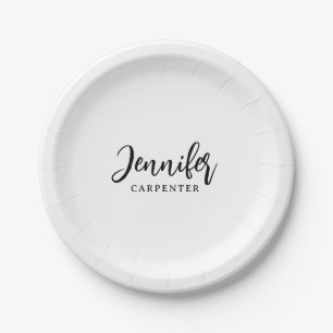 Professional elegant modern minimalist add name paper plate