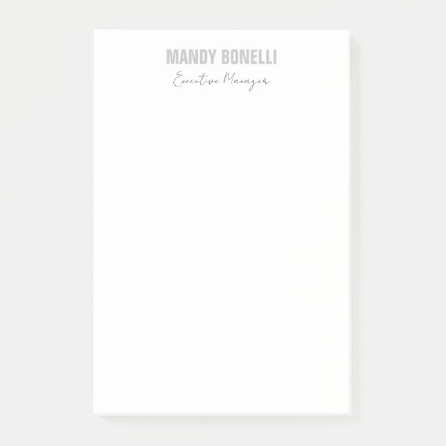 Professional elegant modern minimalist add name post-it notes (Front)