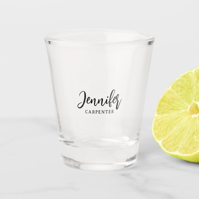 Professional elegant modern minimalist add name shot glass (Front)