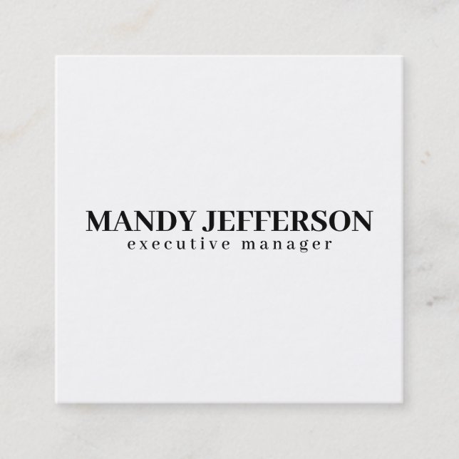 Professional elegant modern minimalist add name square business card (Front)