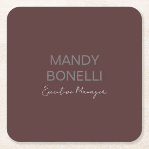 Professional elegant modern minimalist add name square paper coaster