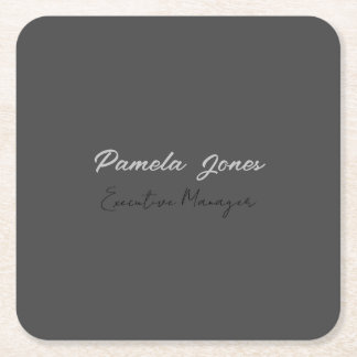 Professional elegant modern minimalist add name square paper coaster