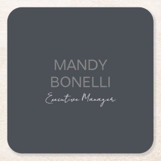 Professional elegant modern minimalist add name square paper coaster