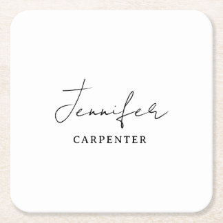 Professional elegant modern minimalist add name square paper coaster
