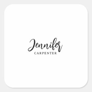 Professional elegant modern minimalist add name square sticker