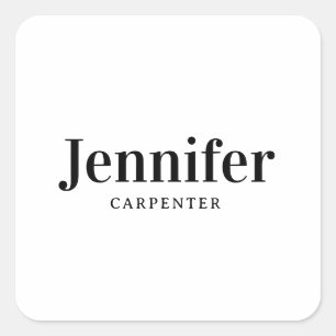 Professional elegant modern minimalist add name square sticker