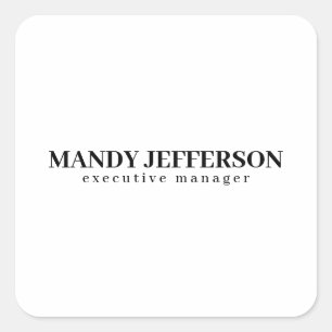 Professional elegant modern minimalist add name square sticker