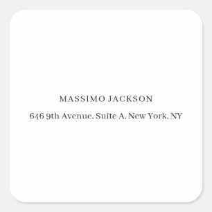Professional elegant modern minimalist add name square sticker
