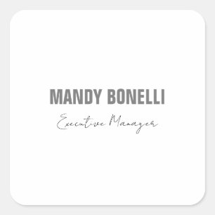 Professional elegant modern minimalist add name square sticker
