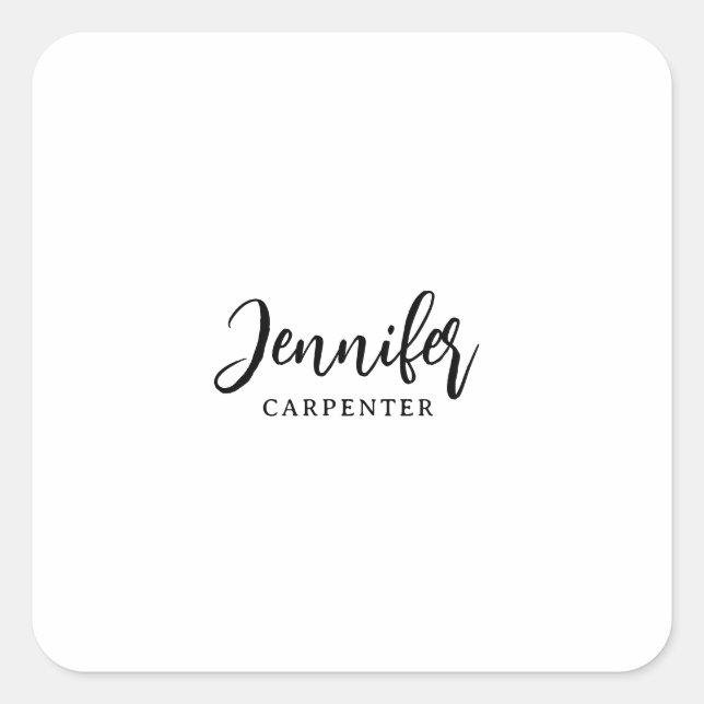 Professional elegant modern minimalist add name square sticker (Front)