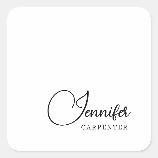 Professional elegant modern minimalist add name square sticker (Front)