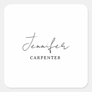 Professional elegant modern minimalist add name square sticker