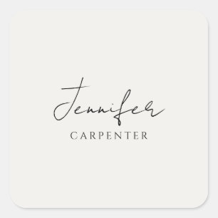 Professional elegant modern minimalist add name square sticker