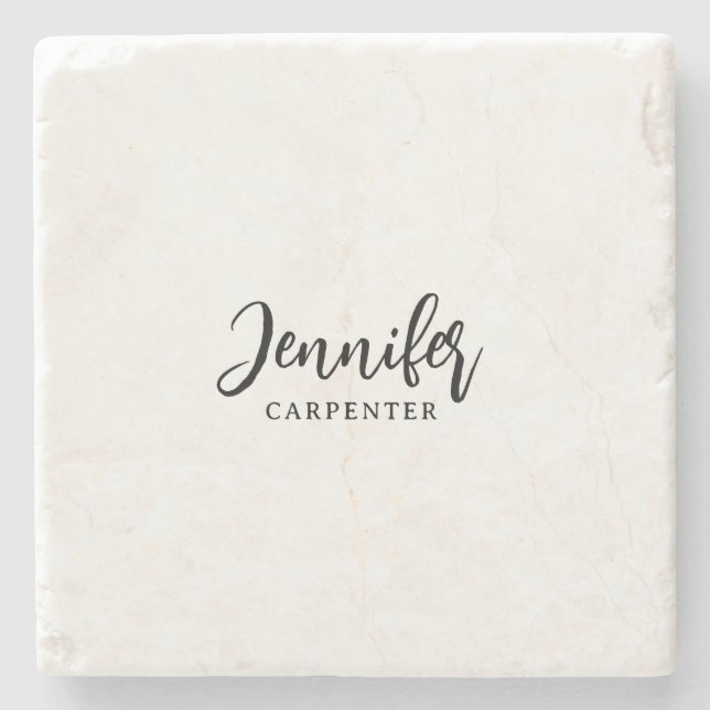 Professional elegant modern minimalist add name stone coaster (Front)