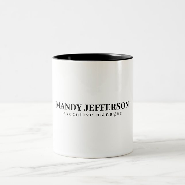 Professional elegant modern minimalist add name Two-Tone coffee mug (Center)