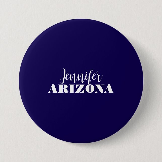 Professional elegant modern minimalist dark blue 7.5 cm round badge (Front)