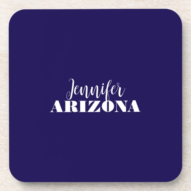 Professional elegant modern minimalist dark blue coaster (Front)