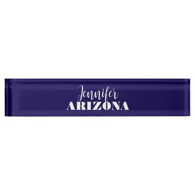 Professional elegant modern minimalist dark blue nameplate (Front)